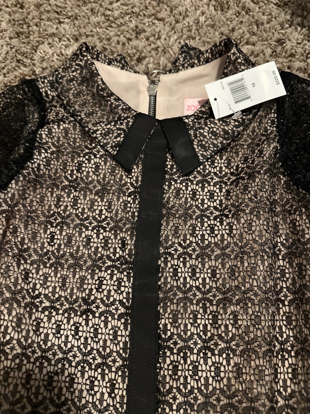 Zoe Ltd Black Lace Overlay Dress with Cream Underlayer - Picture 4 of 4